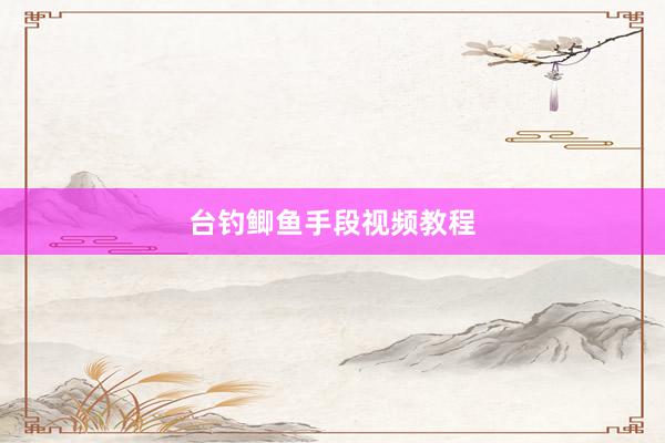 台钓鲫鱼手段视频教程